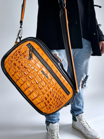 Crossbody BLACK AND ORANGE CROC