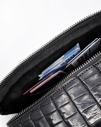 Crossbody en piel de cocodrilo colombiano