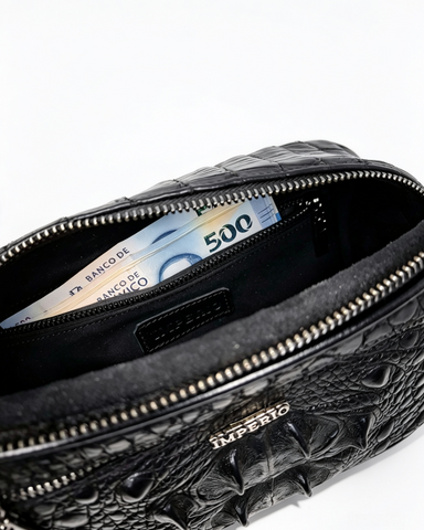 Crossbody en piel de cocodrilo colombiano
