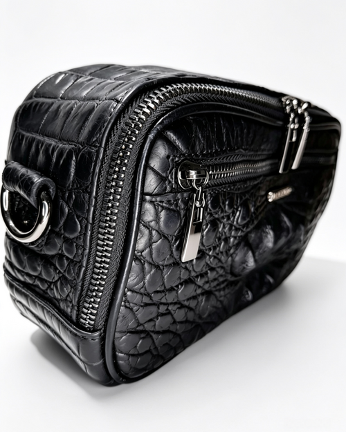 Crossbody en piel de cocodrilo colombiano