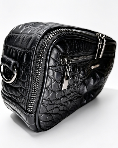 Crossbody en piel de cocodrilo colombiano
