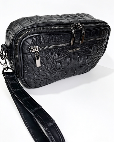 Crossbody en piel de cocodrilo colombiano