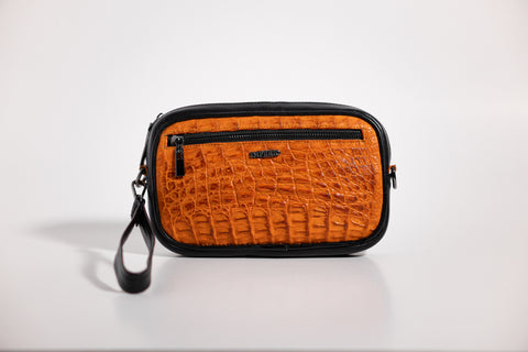 Crossbody BLACK AND ORANGE CROC