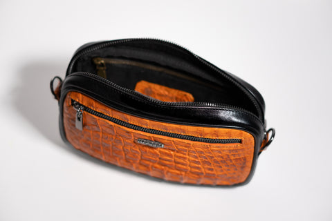 Crossbody BLACK AND ORANGE CROC